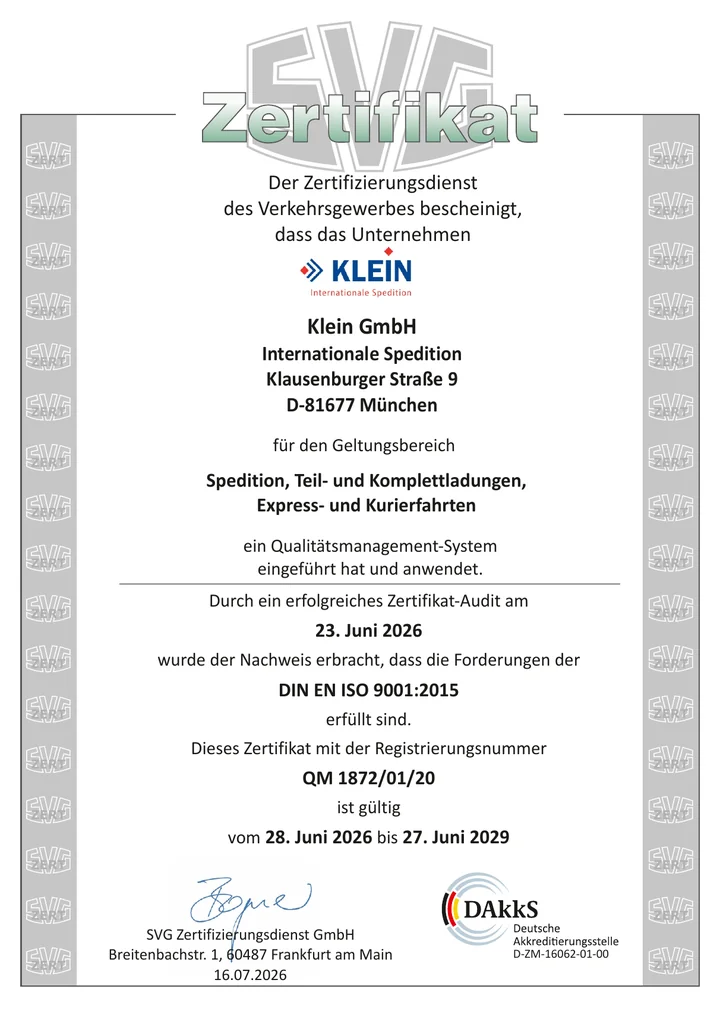 Vorschau: Zertifikat DIN EN ISO 9001:2015